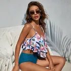 2021 Женская обувь, Большие размеры купальник с высокой талией S-2XL бикини Большие женские купальные костюмы с цветочным принтом в винтажном стиле, женский сексуальный купальник купальники