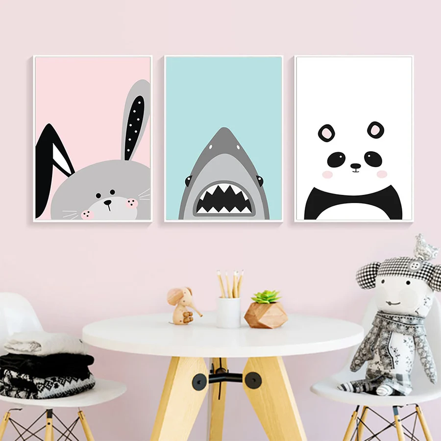 Холст картины Детские Животные настенные Nordic плакат в скандинавском стиле с