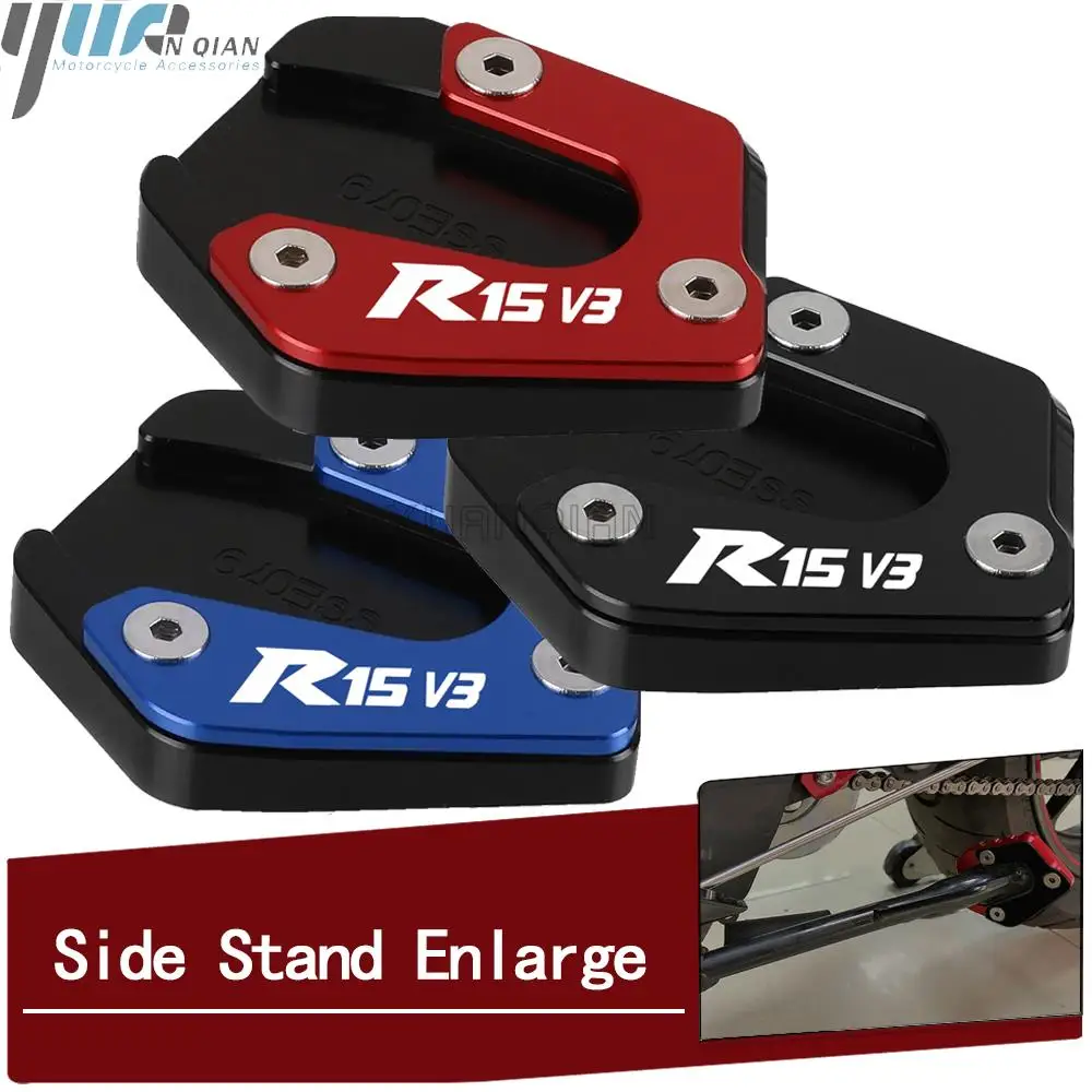 

R15 V3 Motorcycle CNC Foot Side Stand Pad Plate Kickstand Enlarger Support Extension For Yamaha YZF R15 V3 2017 2018 2019 2020