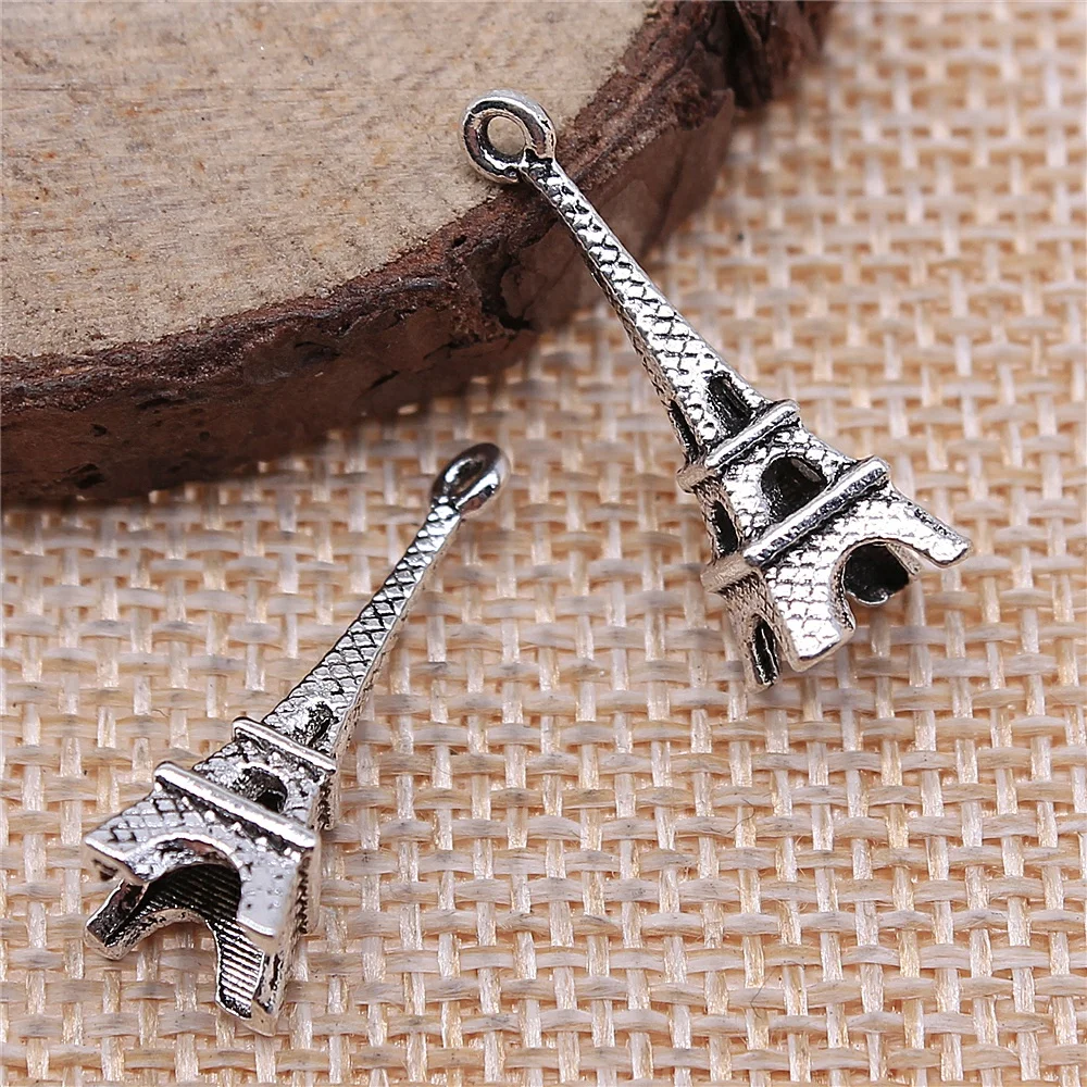 

Vintage Jewelry For Women 10pcs 21x8mm Antique Silver Color Eiffel Tower Charms