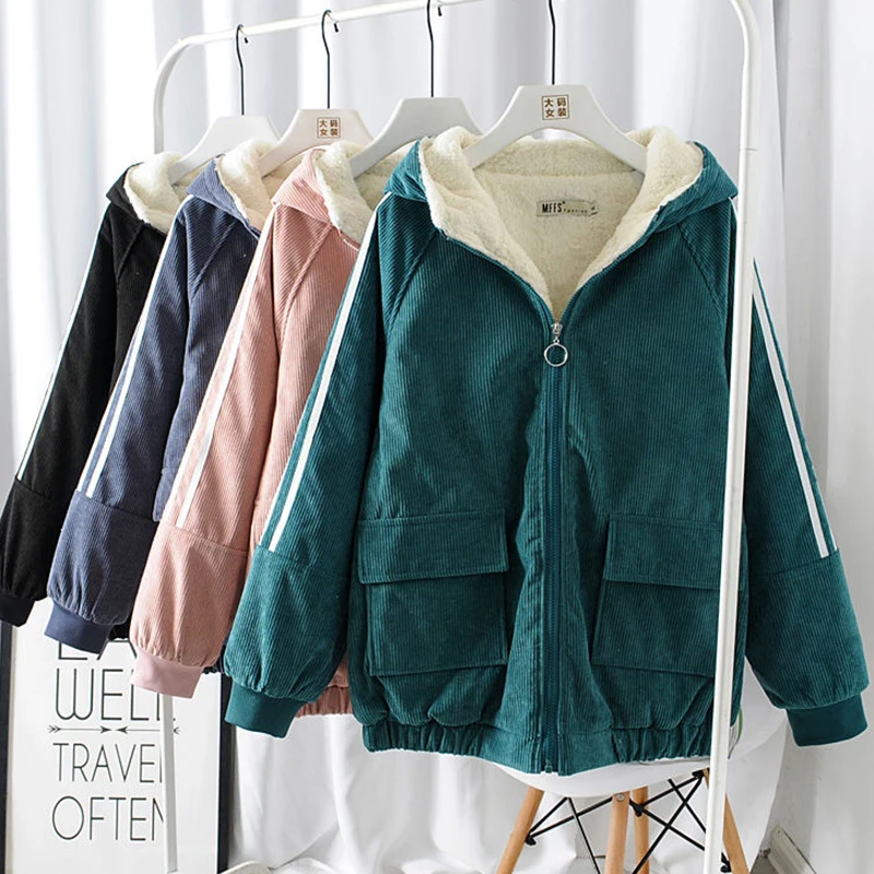 

Новинка 2020, зимнее женское пальто с подкладкой из овечьей шерсти, бархатная теплая Женская куртка-бомбер, зимняя Вельветовая женская верхня...