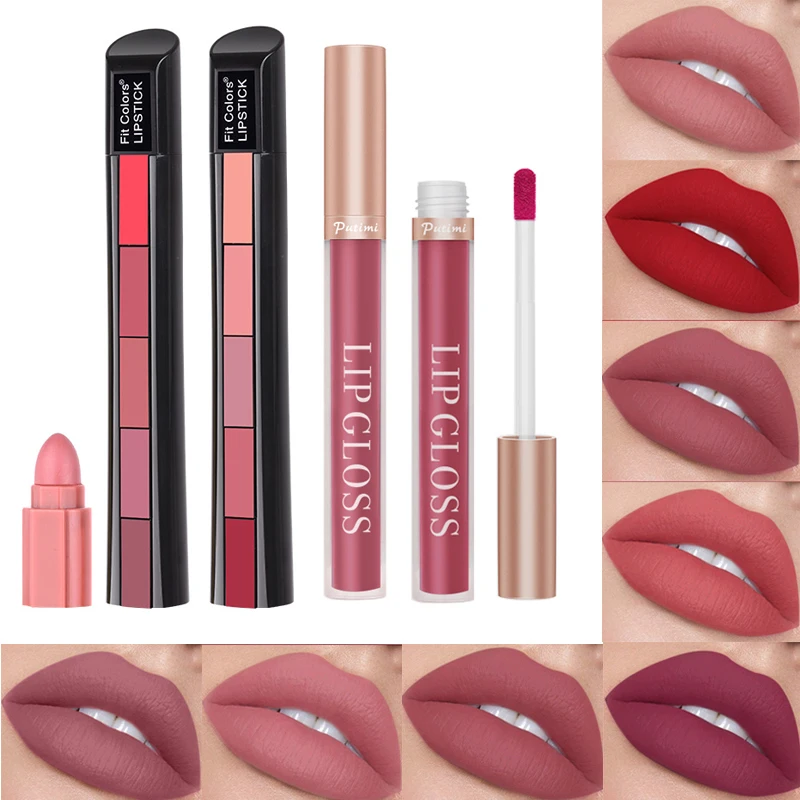 

2Pcs Velvet Matte Lipsticks for Lips Gloss Waterproof Long Lasting Sexy Red Lip Stick Non-stick Cup Makeup Lip Tint Cosmetic