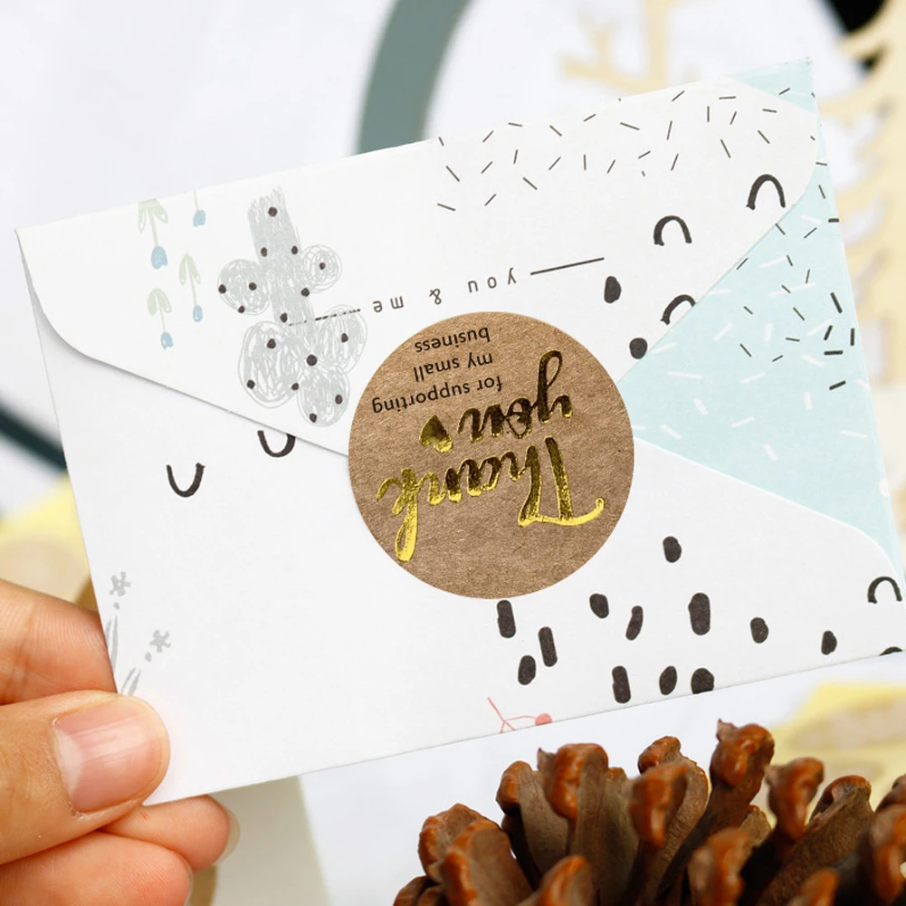 500 ярлыков в рулоне круглая наклейка из натуральной крафт бумаги Thank You наклейки