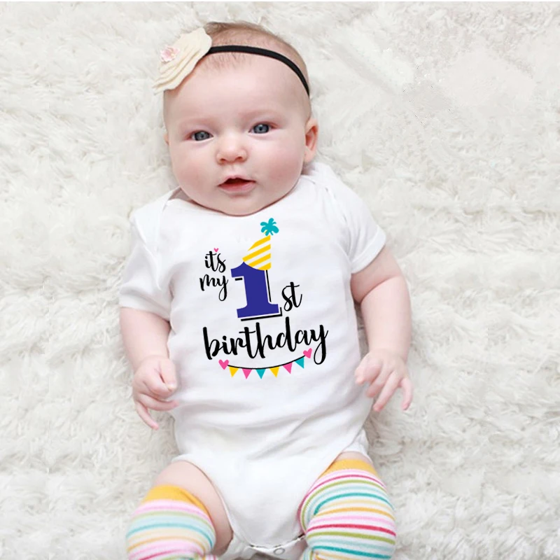 

Newborn Baby Cotton Baby Short-sleeved Baby Rompers My First Birthday Letter Print Girls Boys Clothes Baby Boy Clothes 0-24M
