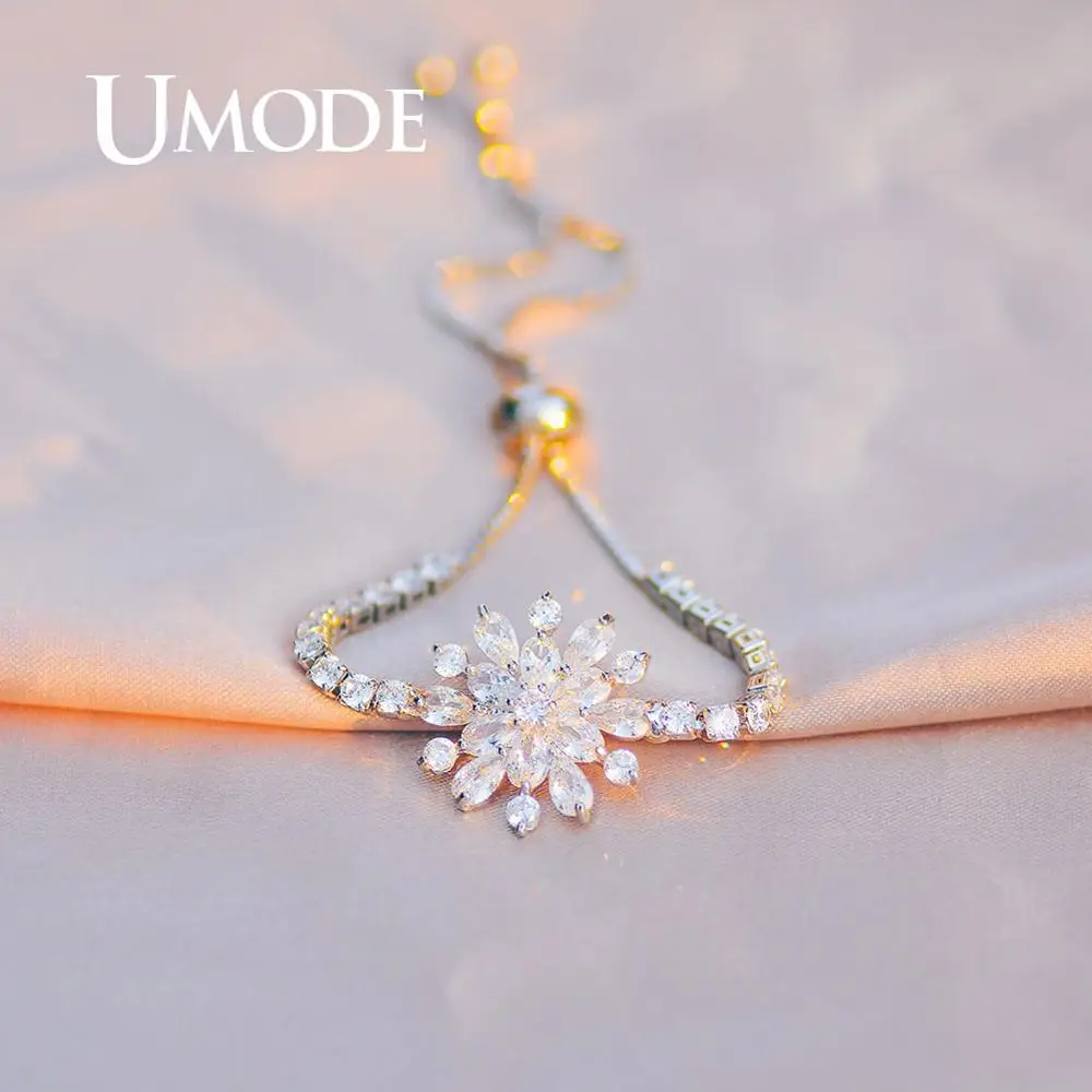 UMODE фейерверк CZ хрустальные браслеты для женщин Femme модные теннисные и свадебные