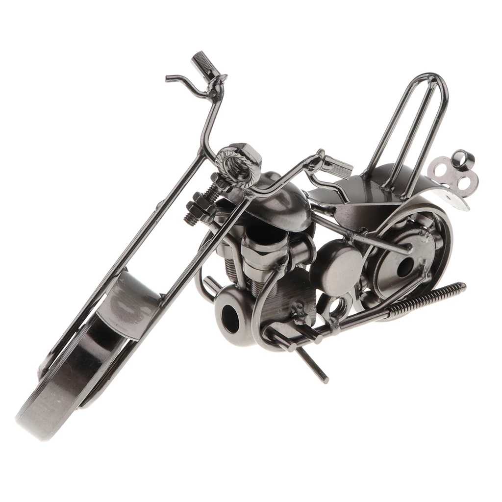 

Retro Metal Motorcycle Figurine Motorbike Model Metalcraft Home Decor - Black