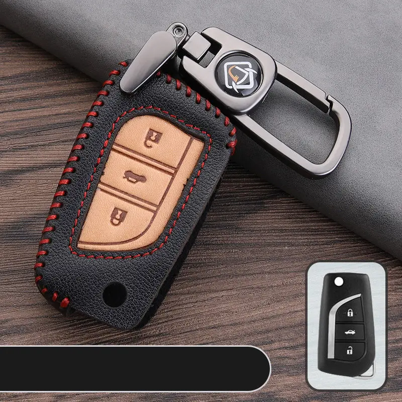 Чехол для ключа автомобиля из верхнего слоя кожи Hot Sale для Toyota Auris Corolla Avensis Verso Yaris Aygo Scion TC IM 2015 2016.