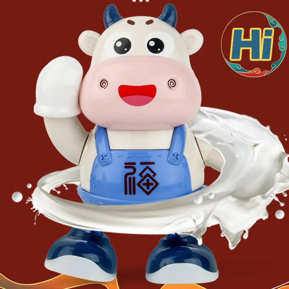 

Electronic Dance Robot Cute Cartoon Cow Smart Action Walking Led Flashing Lights Sounding Musical Kids Toy Gift For Child