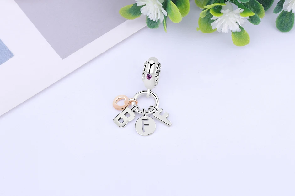 Подлинное 925 пробы серебряные шармы, бусины к подлинным браслетам Pandora, лучшие друзья навсегда кулон Шарм Для женщин, сделай сам, ювелирное изделие