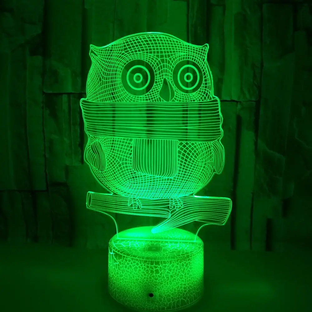 

Colorful Owl 3d Led Night Light Illusion Acrylic Visual Stereo Touch Usb Desk Lamp Christmas Decorations Night Lamp
