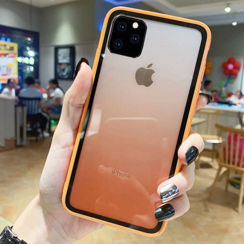 Orange Роскошный прозрачный градиентный чехол для телефона мягкий цвет градиента+ акриловая пластина чехол для iPhone 11 Max XR X 8 7 Plus 6S Чехол - Цвет: Orange