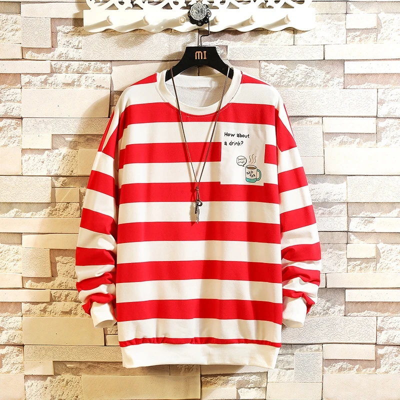 

Cotton Men's Striped T-shirt Full Sleeve Mens Summer Tshirts Male Oversized Tee Shirts 5XL Casual T Shirt Tee For Man Streetwear