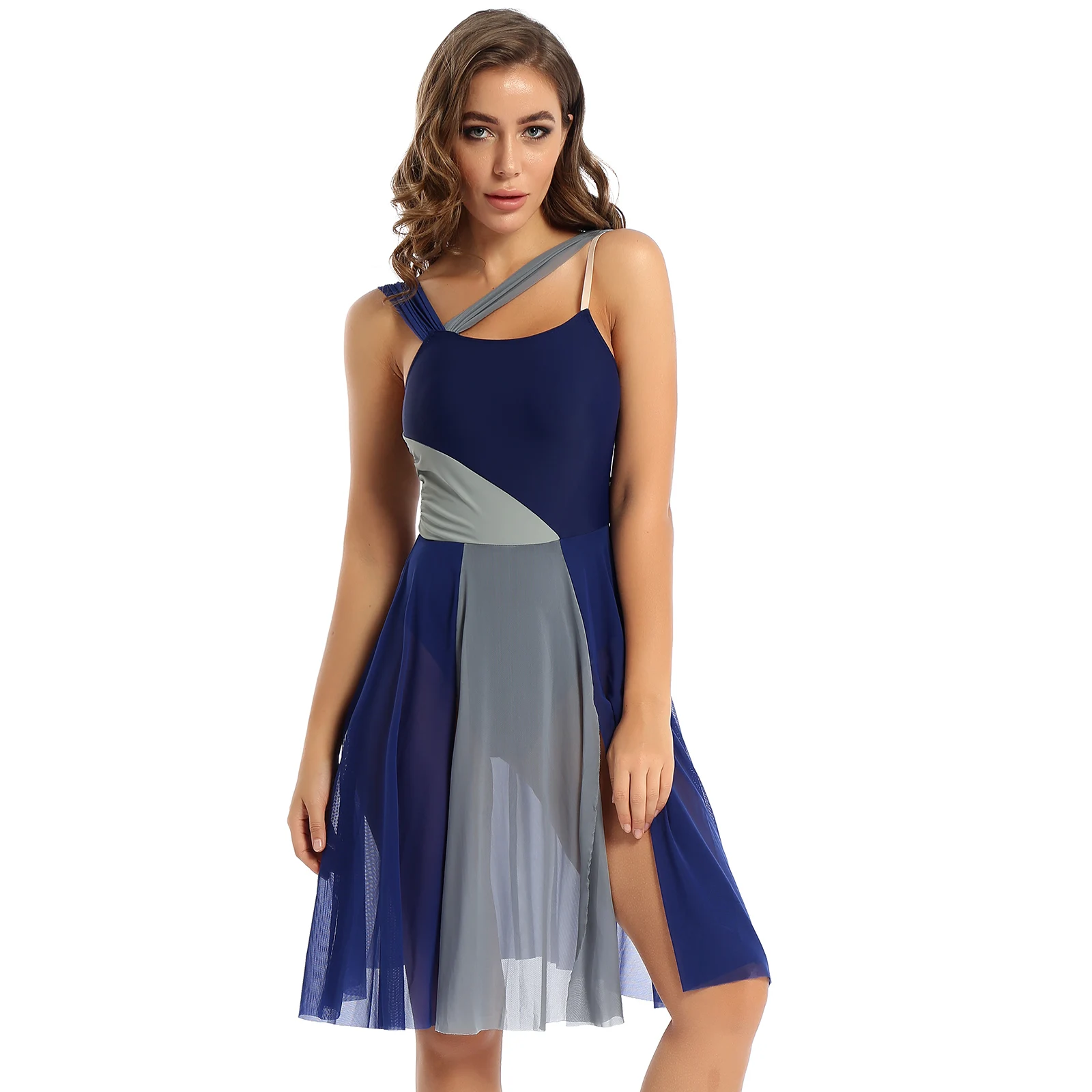 Женское лирическое балетное танцевальное платье без рукавов с бретелями