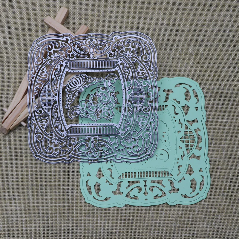 

Clouds Square Lace Frame Metal Cutting Dies For Scrapbooking Wedding Stencil Craft Knife Mould Blade Punch Card Making Die Cut