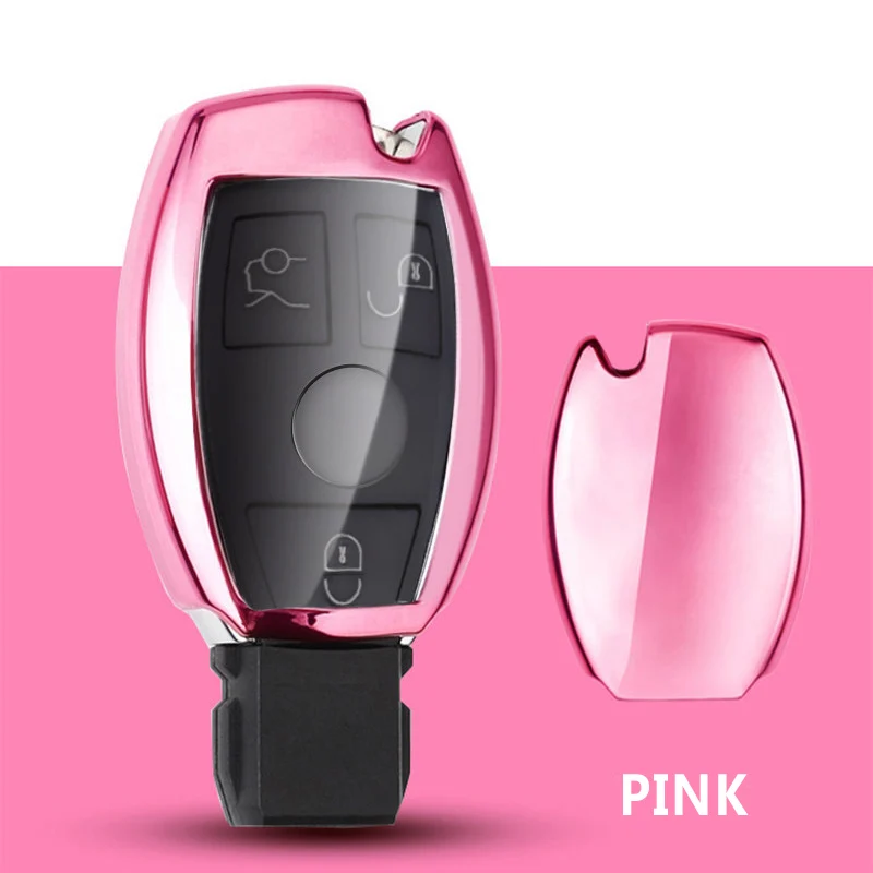 Pink Pcmos ТПУ чехол для ключей автомобиля держатель для Mercedes Benz GLA200/C/S/E/GLC/GLK/CLA/ML/GLE/W204/W251/W463/W176 защитный чехол - Название цвета: Pink