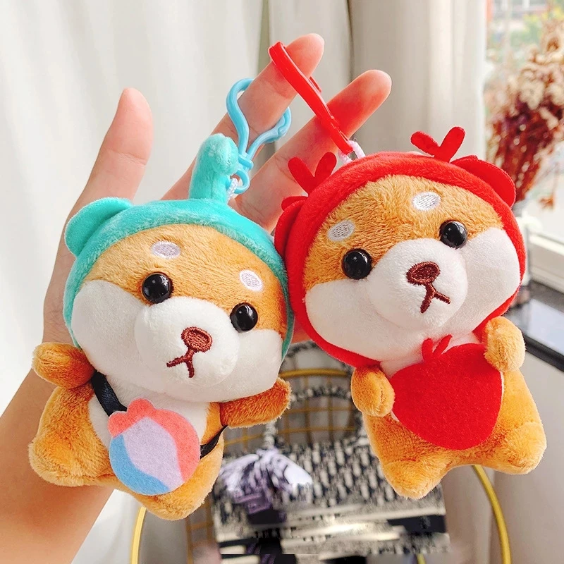 

Cartoon Plush Dog Keychain Animal Shiba Inu Doll Key Ring For Bags Creative Car Pendant Keyring Accessories Christmas Gift