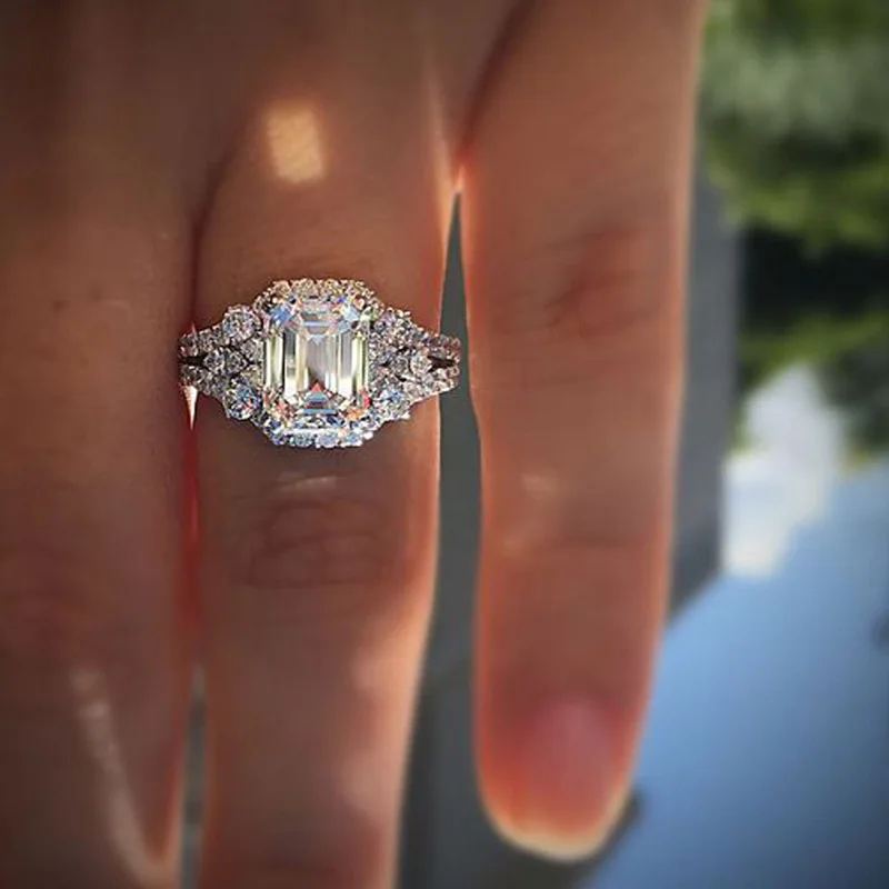 Модные ювелирные кольца квадратное циркониевое кольцо геометрия это