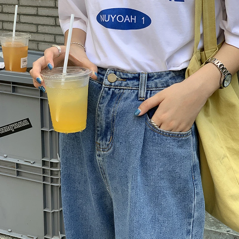 Джинсы женские плиссированные с высокой талией прямые свободные | Женская одежда