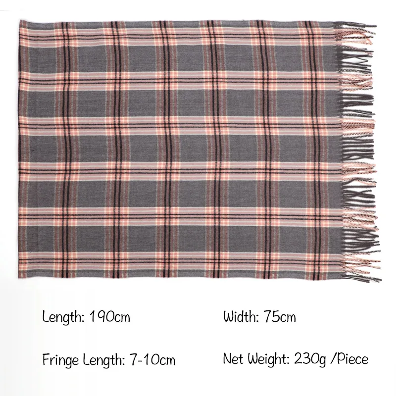 

2019 Winter Thickened Over-sized Scarf Shawl Fashion Plaid Scarf Women Knitted Tassel Tartan Scarf Men Cashmere Bufandas Hombre