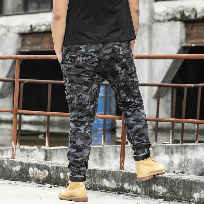 Осенние уличные мужские камуфляжные брюки карго с несколькими карманами для