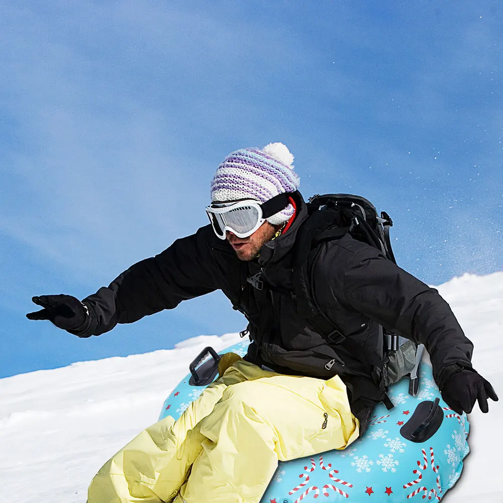 

Skiing Board PVC Winter Inflatable Ski Circle With Handle Snowboarding Floated Skiing Board With Handle Skiing Accessories