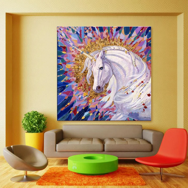 Алмазная картина мультфильм животное Единорог тяньма лошадь вышивка крестиком