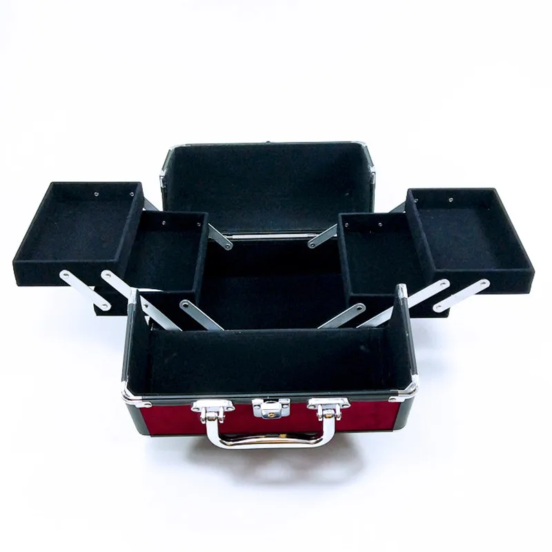 Новая профессиональная портативная косметичка из алюминиевого сплава двойная