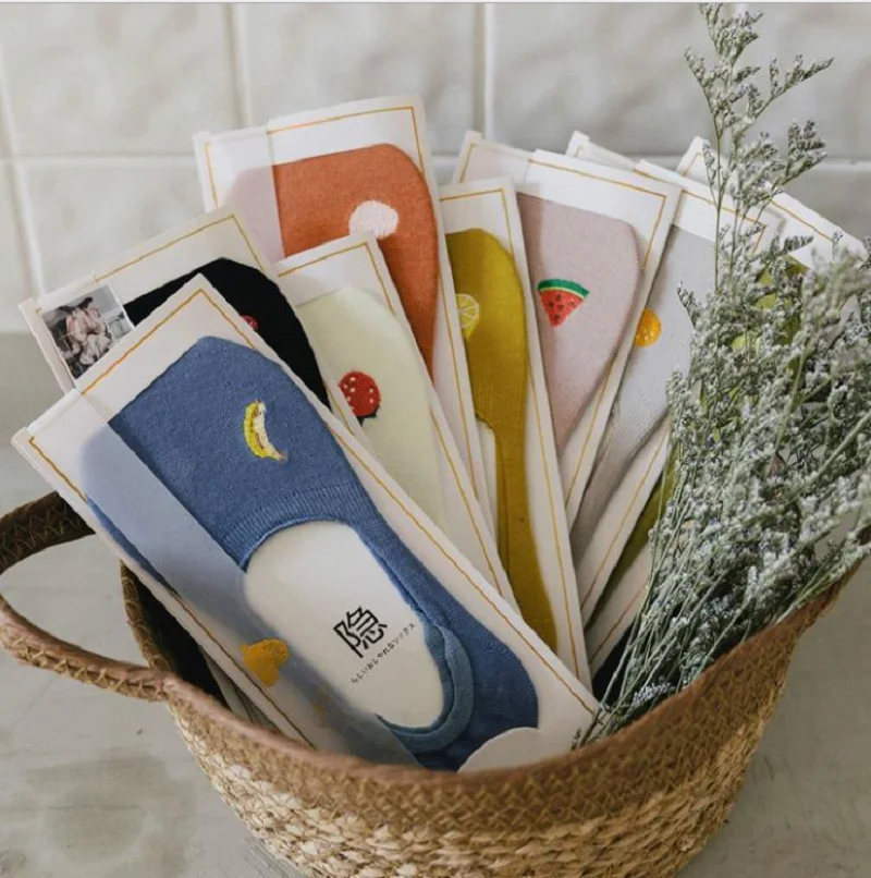 Новинка милые японские носки с вышивкой фруктов для весны и лета носки-лодочки из