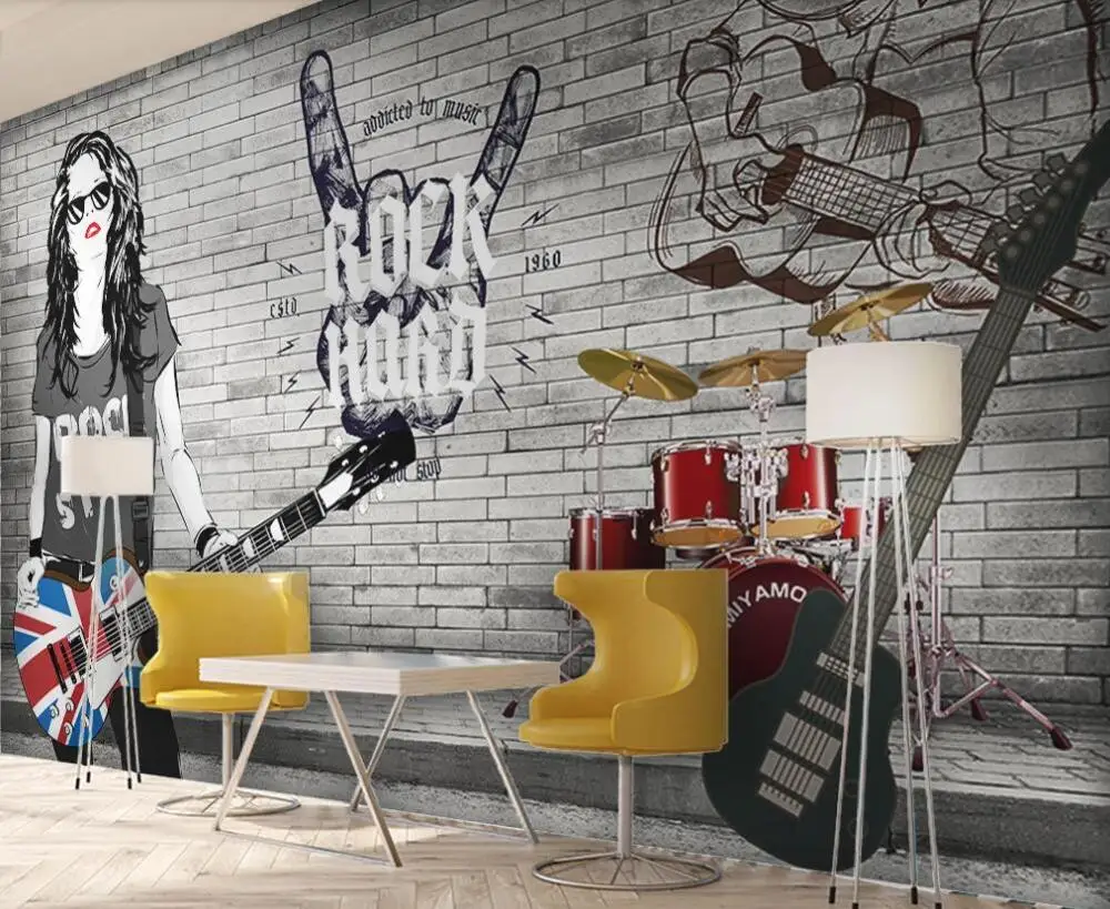 Настенные 3D обои на заказ рисунок в виде каменных граффити трехмерная кирпичная