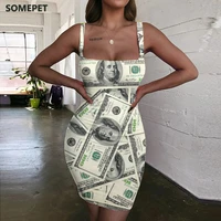 dollar dresses women money vestido sexy america ladies dresses funny sundress usa 3d print womens clothing plus size beach