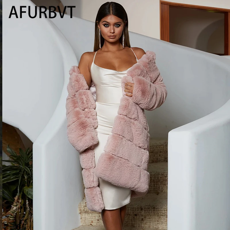 

2020 Hot Sale Warm Winter Overcoat Fashion Fox Fur Coat Large Size Women's Faux Fur Coat Women Pink Black 6XL