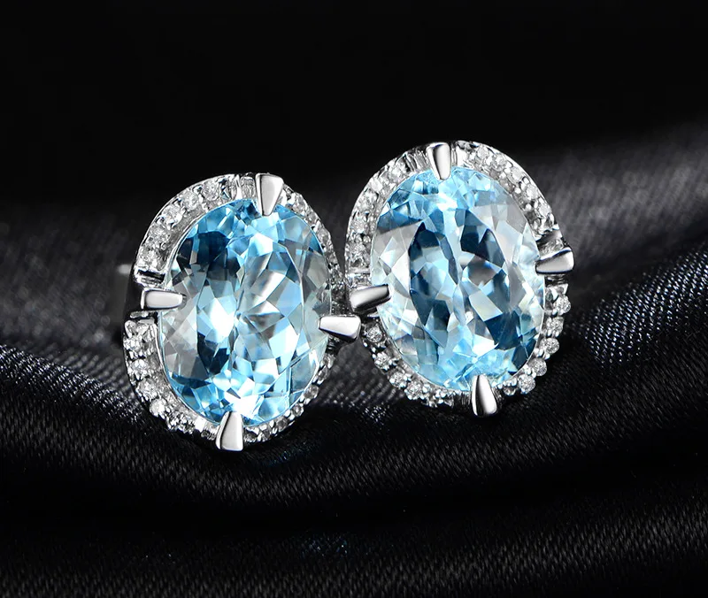 Винтажные женские Аква украшенный синими кристаллами состоящий из сережек и