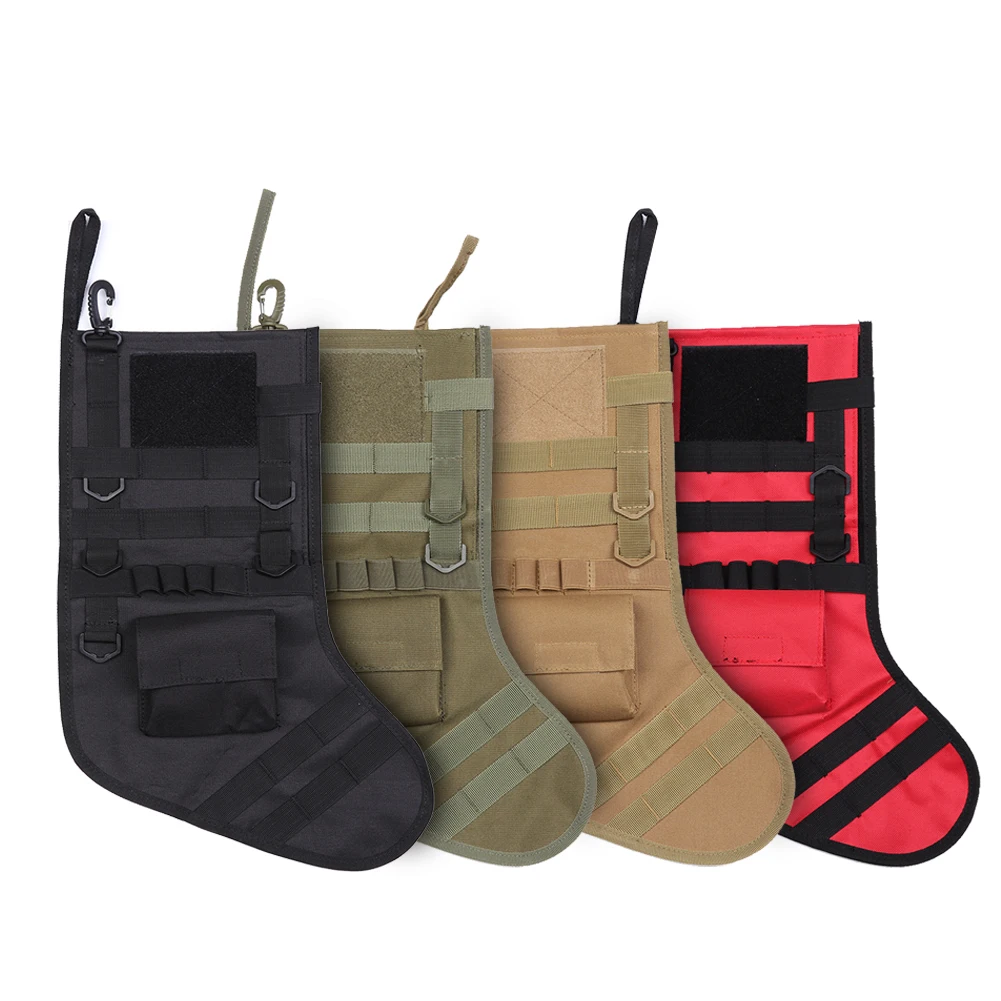 

1pcs Christmas Stocking Bag Ruck up Hanging Santa Stocking Christmas Decoration Nylon Stocking Bag Tactical Molle Bag
