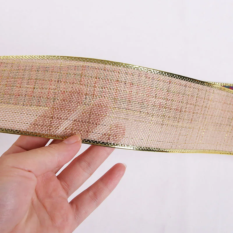 2 м * 6 5 см Горячая продажа DIY Рождественская лента льняная клетчатая Проводная