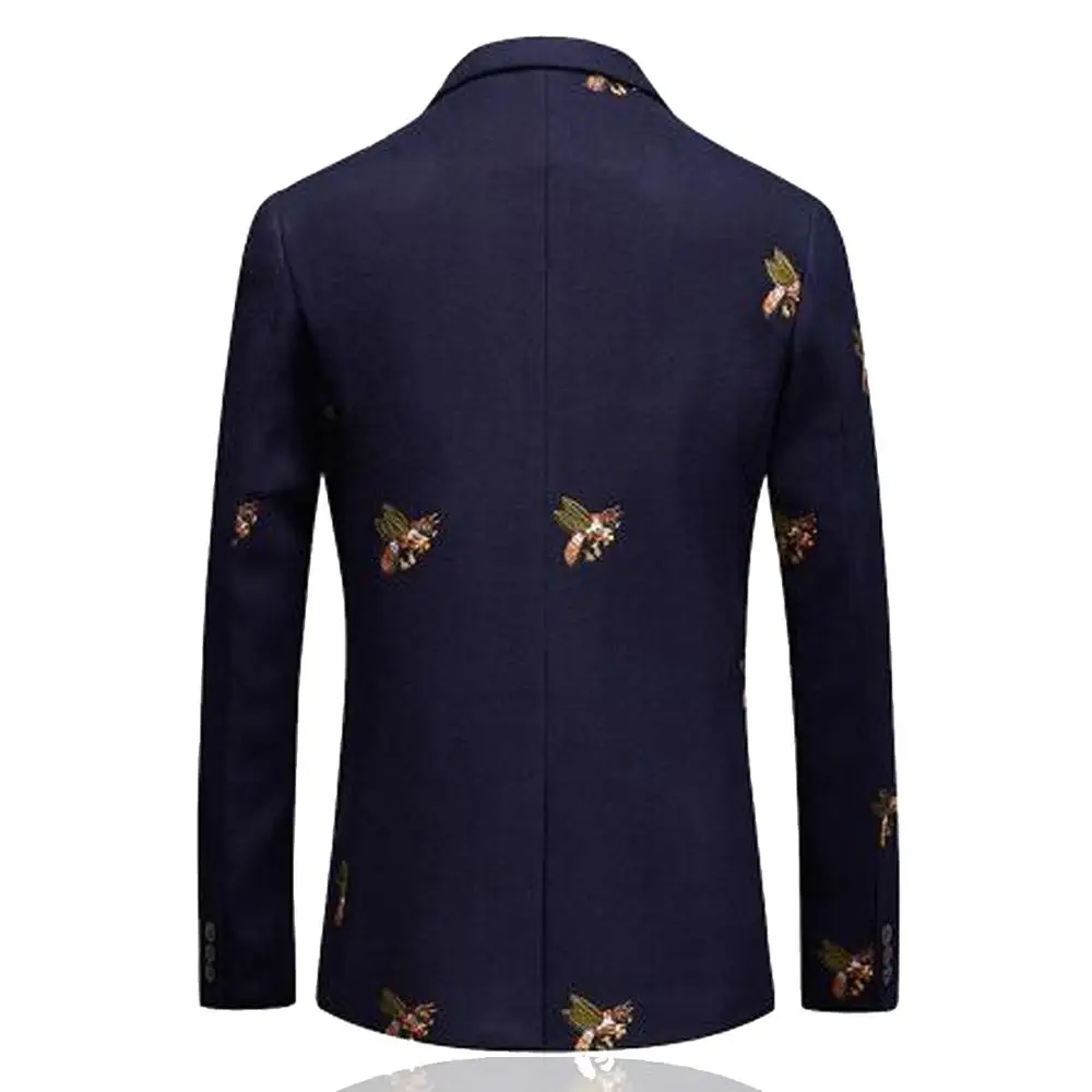 Bees Blazer Men Fashion Wedding Prom Blazers Single button For Male Stylish Suit Jacket 6XL EM206 | Мужская одежда