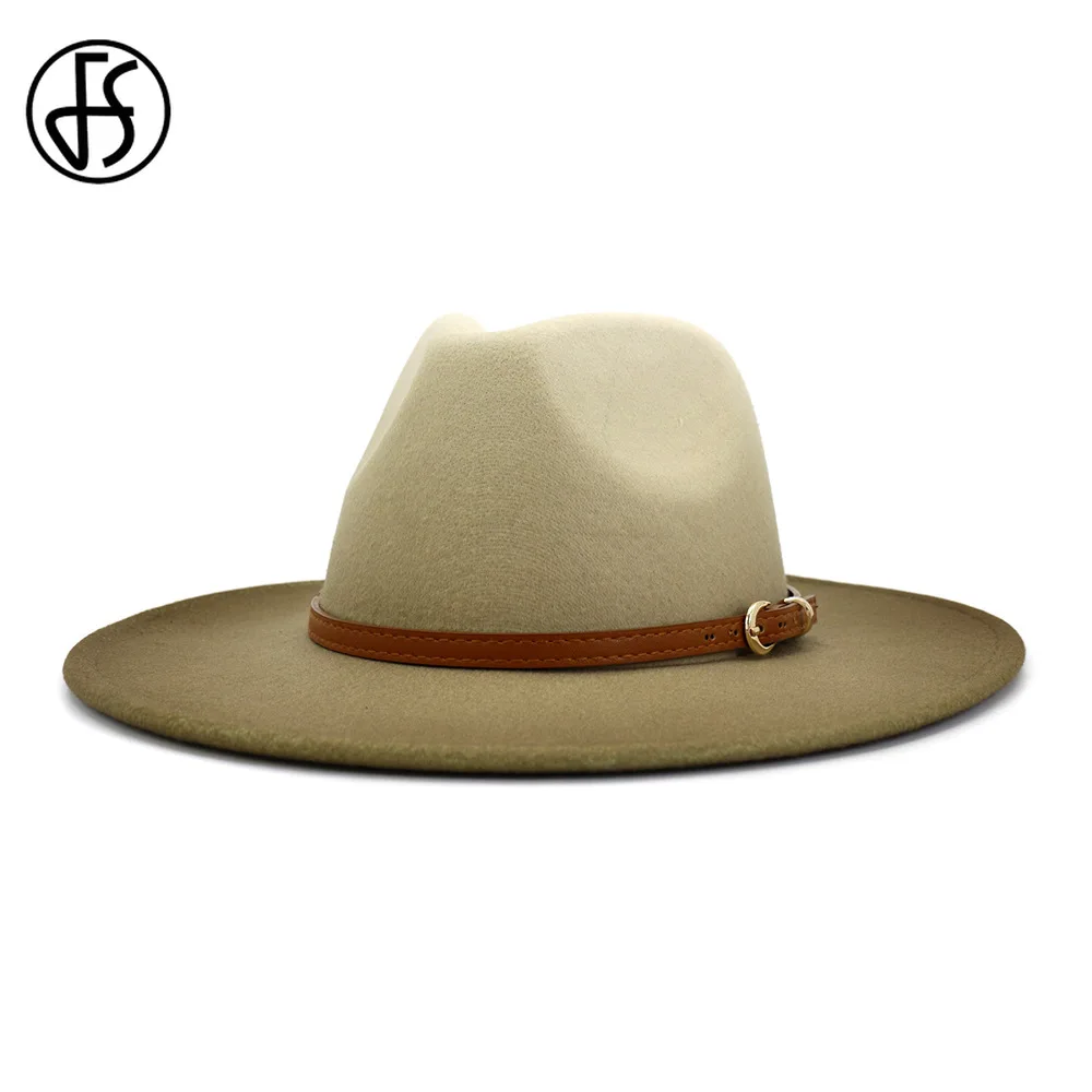 Женская и Мужская шерстяная шляпа FS винтажная с широкими полями из фетра
