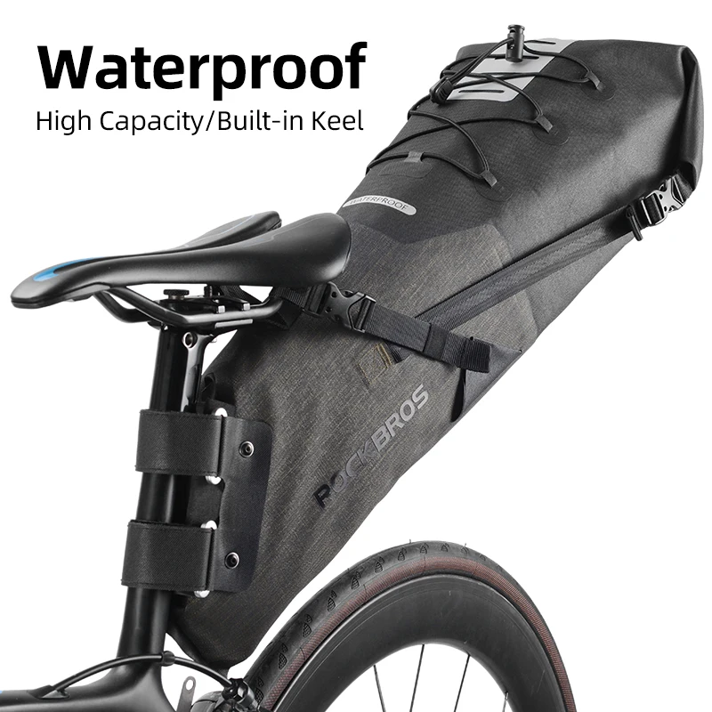 

ROCKBROS Bike Bag Waterproof Reflective 10L Large Capacity Saddle Bag Cycling Foldable Tail Rear Bag MTB Road Trunk Bicycle Bag