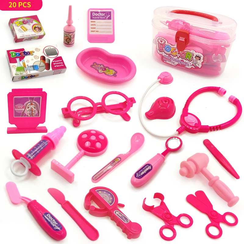 

14-20 шт. для девочек доктор игрушки пластиковые аксессуары детские ролевые игры детские больницы педиатр комплект образования детей игрушки...