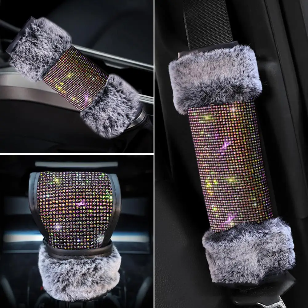 

80% HOT SALES !!! Auto Shift Gear Cover Rhinestone Anti-slip Protector Car Plush Shift Gear Cover