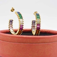 28mm fashion earrings are inlaid with colorful zircon and round wide earrings stud earrings