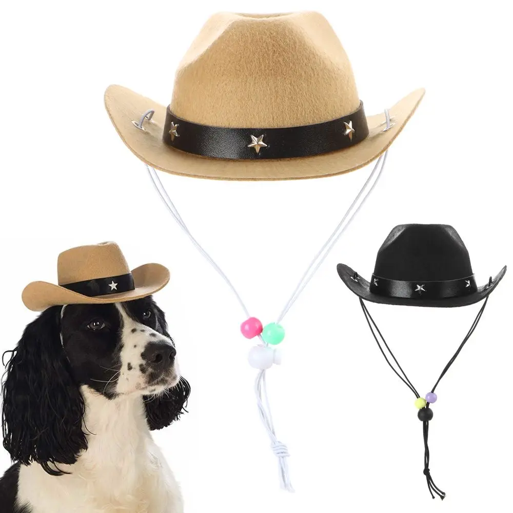 Outdoor Pet Accessories Summer Adjustable Dogs Cat Caps Cowboy Hats Dogs Cats Headwear Pet Dog Hat