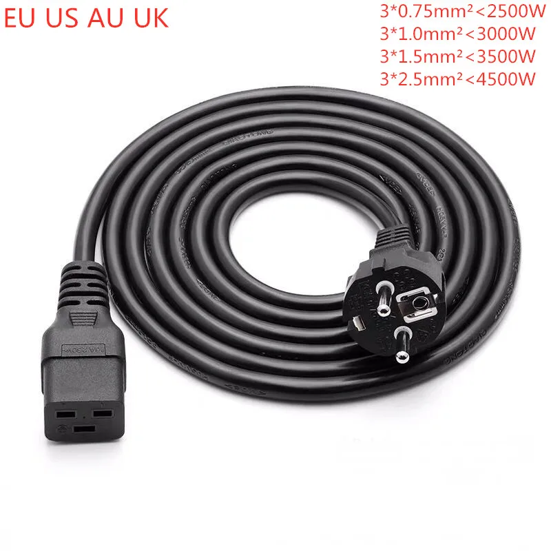 EU US AU UK AC Power Cord 1.5M 3M 5M 10M 3 Prongs Connection Cable 3*0.75mm2 Oxygen-free Copper Wire For Computer Displays