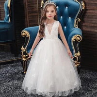 teenager girls long ball gown dress for wedding party children clothes baby girl beading mesh gown dresses for birthday gift new