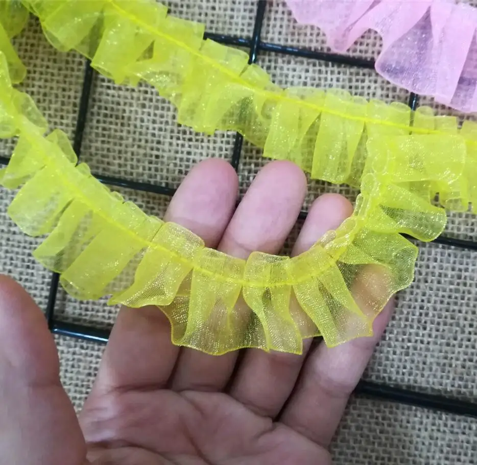 1 м плиссированная Тюлевая кружевная ткань 2 5 см лента синяя фиолетовая желтая