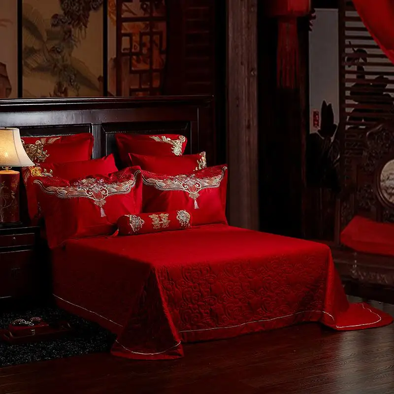41 Роскошные 60S Египетский хлопок красные свадебные Постельное белье золотой