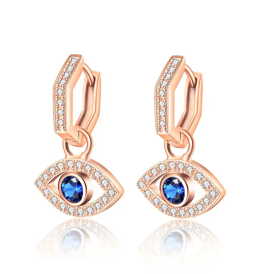 KALETINE Evil Eye падение серьги 925 Sterlng Серебряный Модные украшения милый синий камень заявление серьги для Для женщин аксессуары - Окраска металла: Покрытие из розового золота