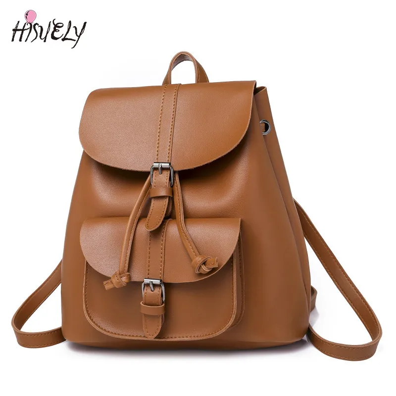 

HISUELY Fashion Bohemia Women Shoulder Bag PU Leather Travel Backpack High Quality School Bag for Girl Sac a Dos Feminina BG911B