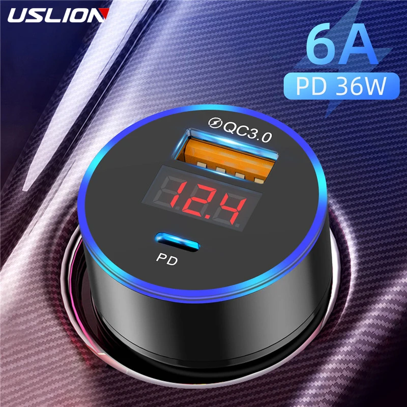 Автомобильное зарядное устройство USLION с USB-портом и поддержкой быстрой зарядки |