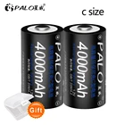 Аккумуляторная батарея PALO, 2 шт., R14 C, размер C, перезаряжаемая батарея типа C, 1,2 в, 4000 мАч, никель-металлогидридные аккумуляторы высокой емкости