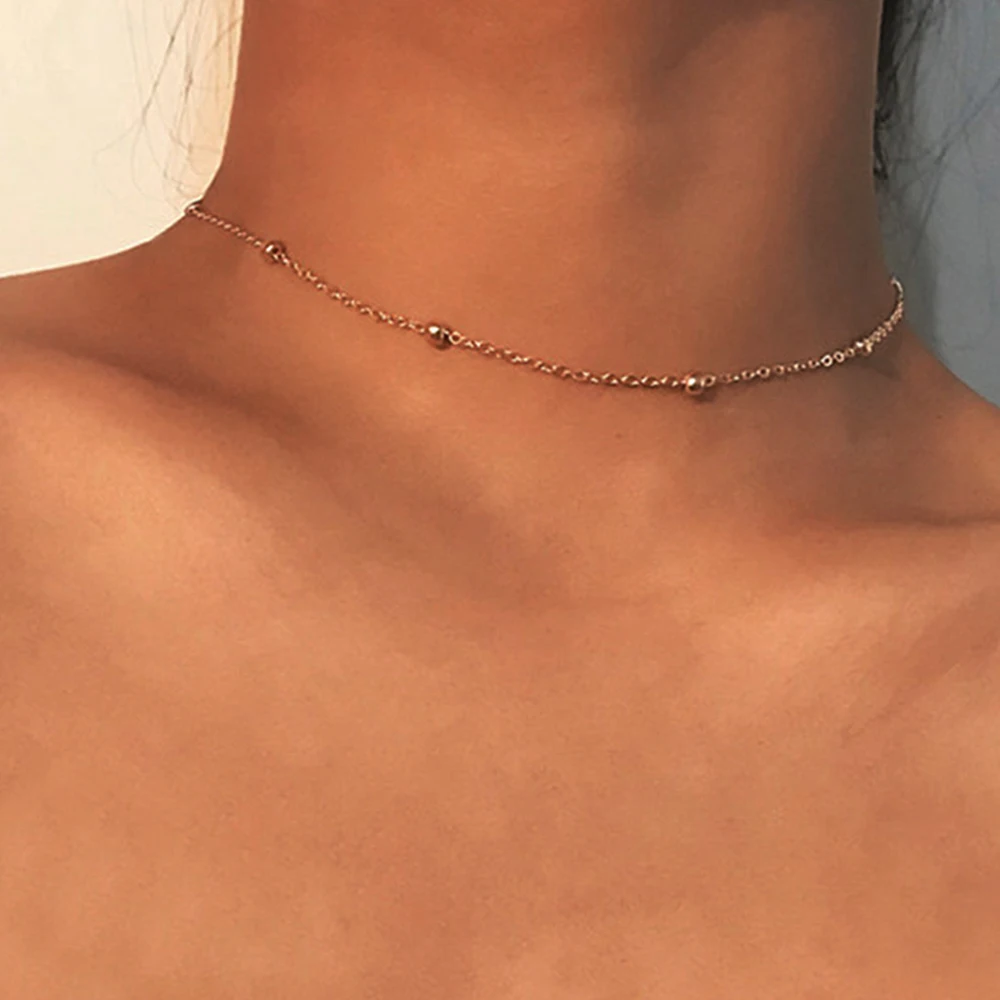 2020 модное круглое ожерелье с кулоном для женщин Короткие ошейники золотистое